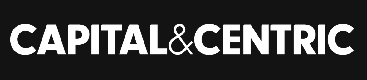 Capital & Centric company logo in bold white text on a black background.