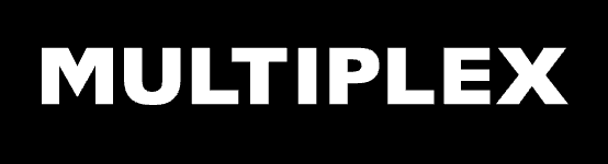Multiplex company logo in bold white text on a black background.