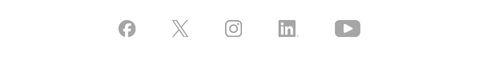 Row of social media icons including Facebook, Twitter, Instagram, LinkedIn and YouTube in monochrome style.
