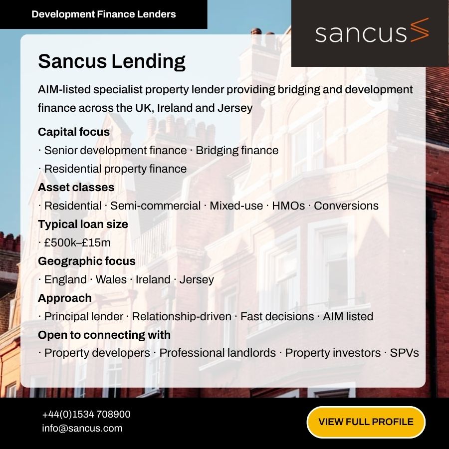 Sancus Lending AIM-listed specialist property lender offering bridging and development finance across UK, Ireland and Jersey.