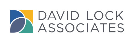 David Lock Associates logo featuring a colorful geometric icon with blue, green, and yellow shapes beside bold gray text.