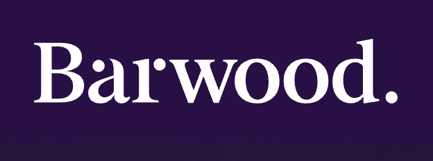 Barwood company logo featuring white serif text on a deep purple background.