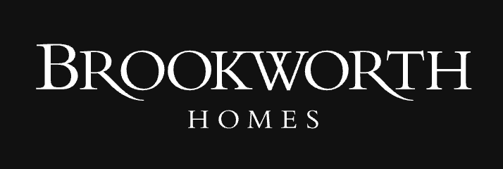 Brookworth Homes logo in elegant white serif typography on a dark black background.