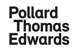 Pollard Thomas Edwards architecture firm logo displayed in bold black sans-serif text on white background.