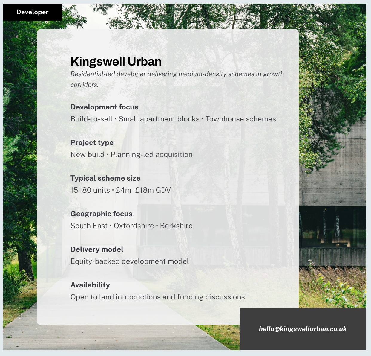 Urban development project details page showing property specifications and location information.