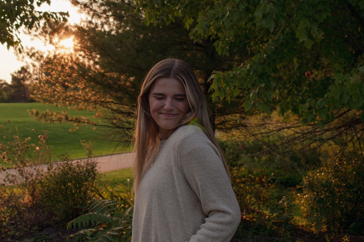 outdoor portrait during golden hour in Michigan