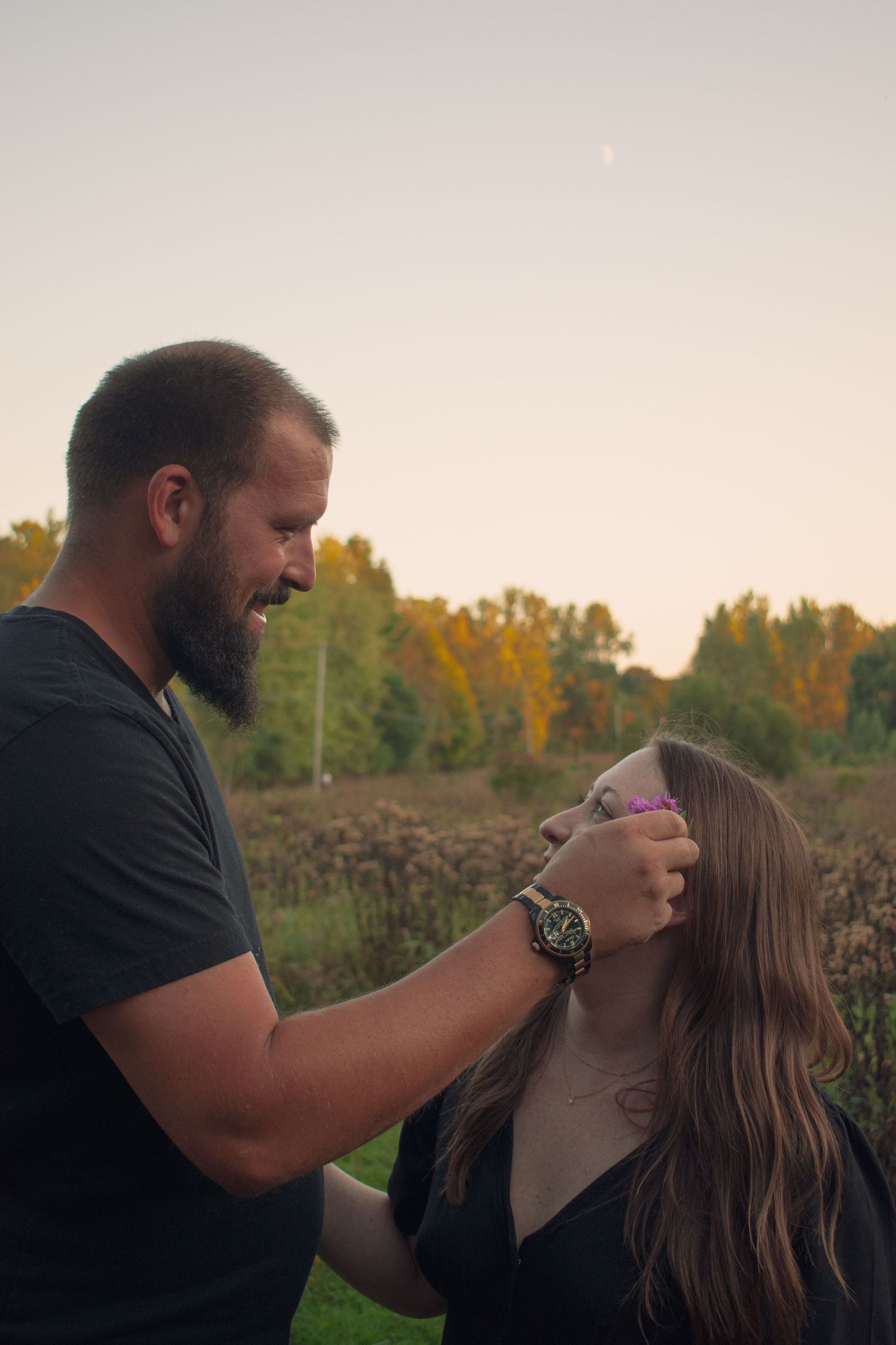 outdoor couples session in Michigan