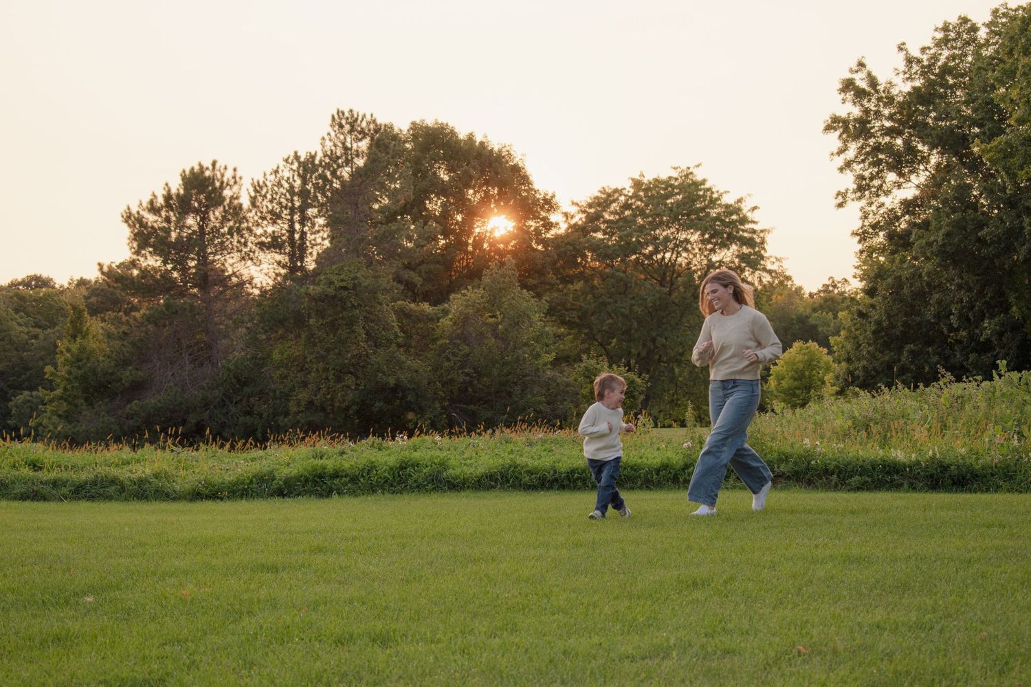 outdoor sunset family session in Michigan