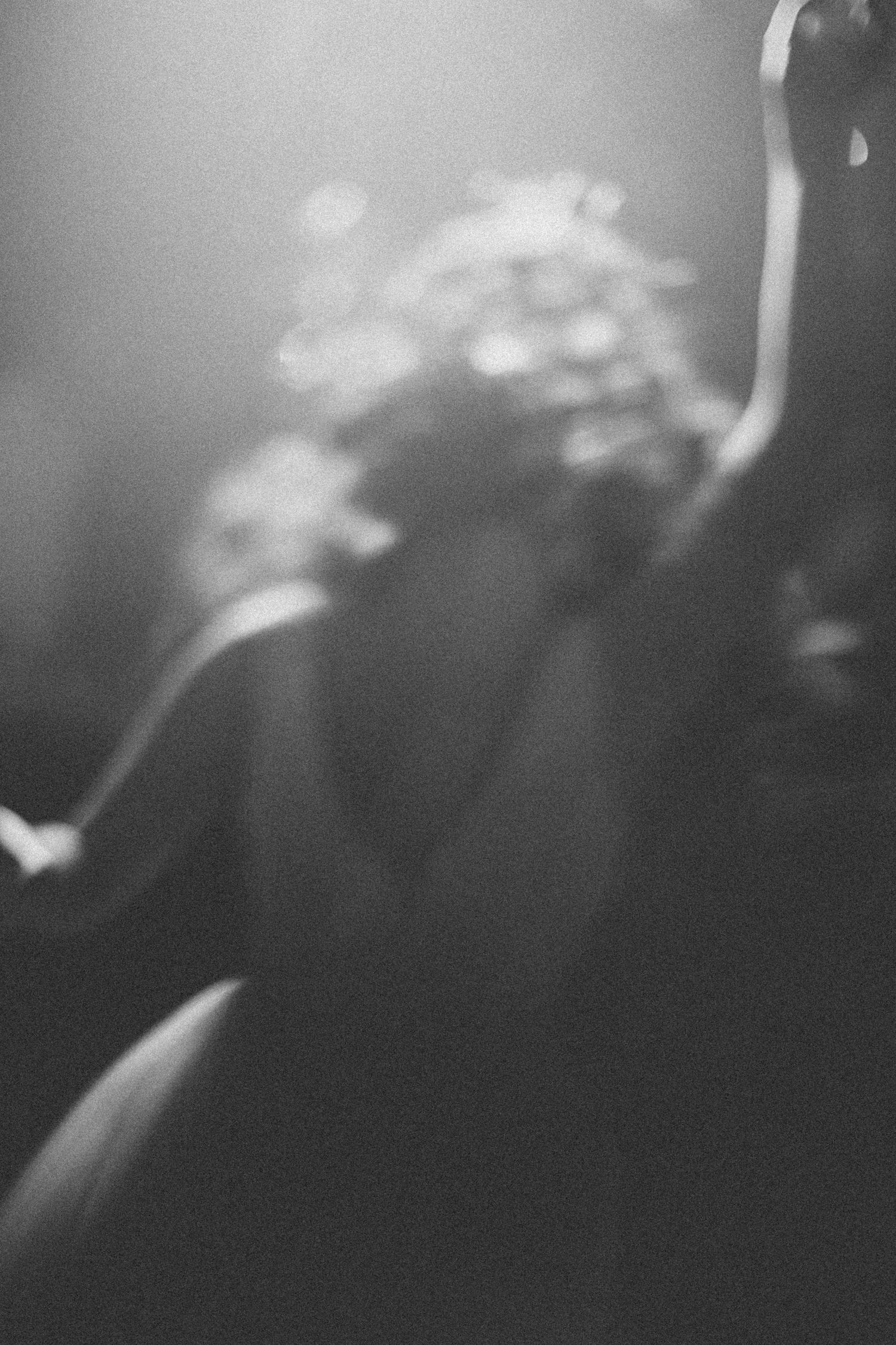 Ethereal sequence of soft focus floral arrangements in black and white.