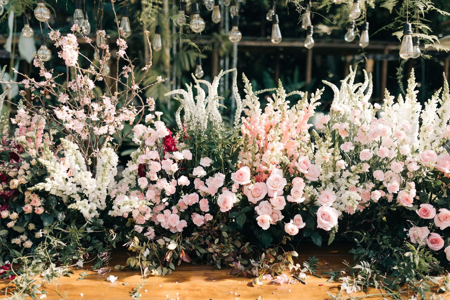 Decorative floral arrangement with pink and white blooms creating an elegant display.
