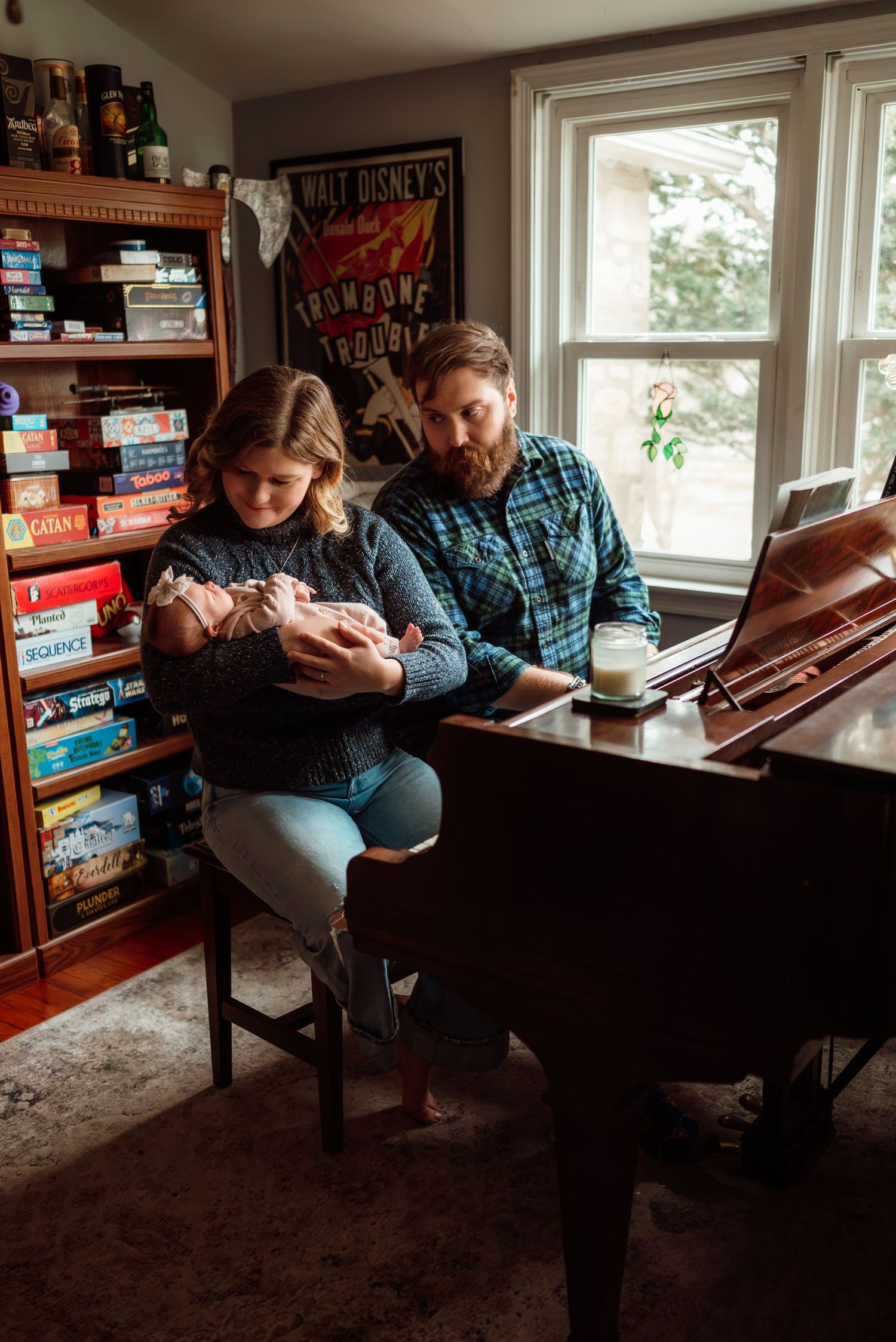 baby cozied up with her dad in an in-home session in Phoenixville, PA