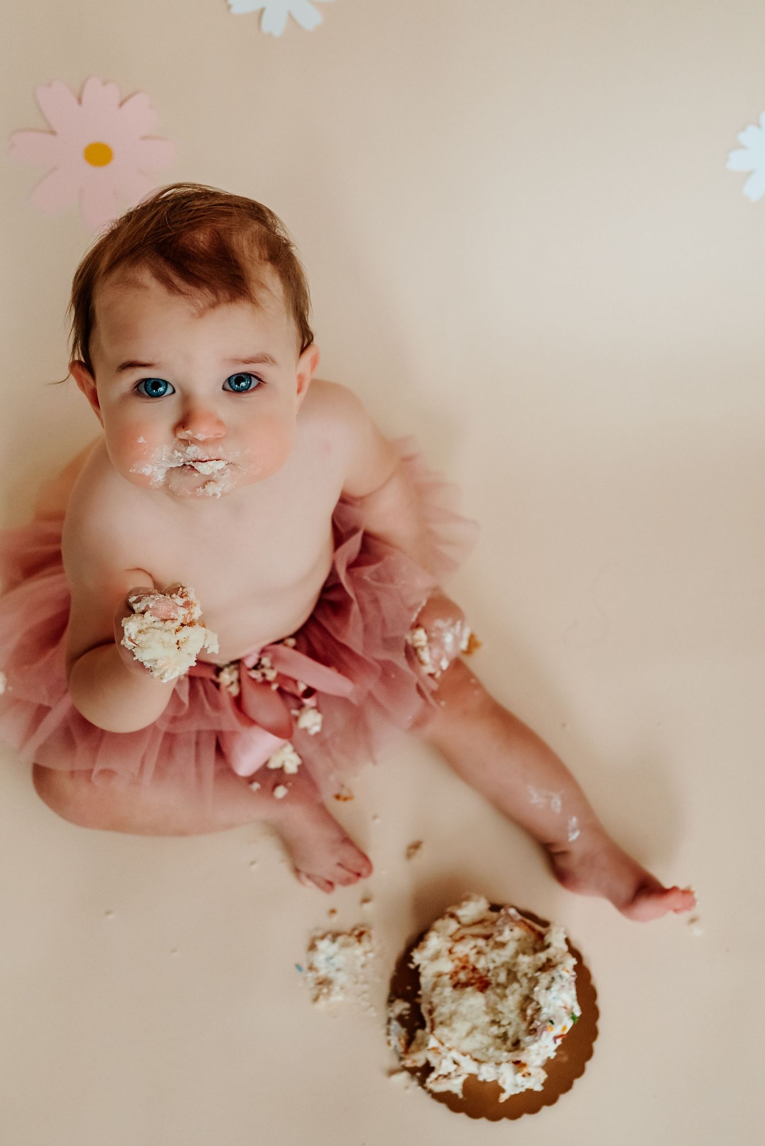 One year old smashing birthday cake, cake smash photography, Philadelphia area