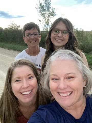 A collection of outdoor selfies showing smiling people with glasses enjoying a sunny day together.
