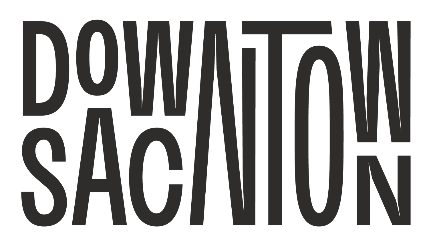 Bold typographic logo design for Downtown Sacramento in black and white.