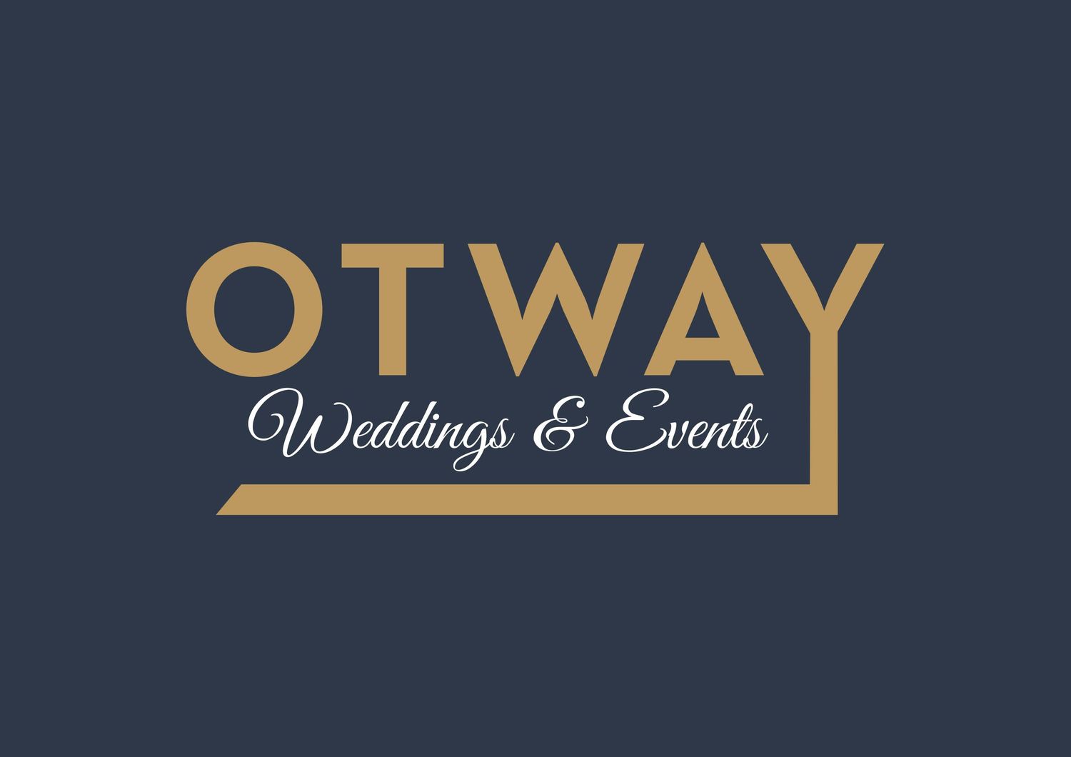 Otway Weddings & Events logo featuring gold typography on a dark navy blue background.