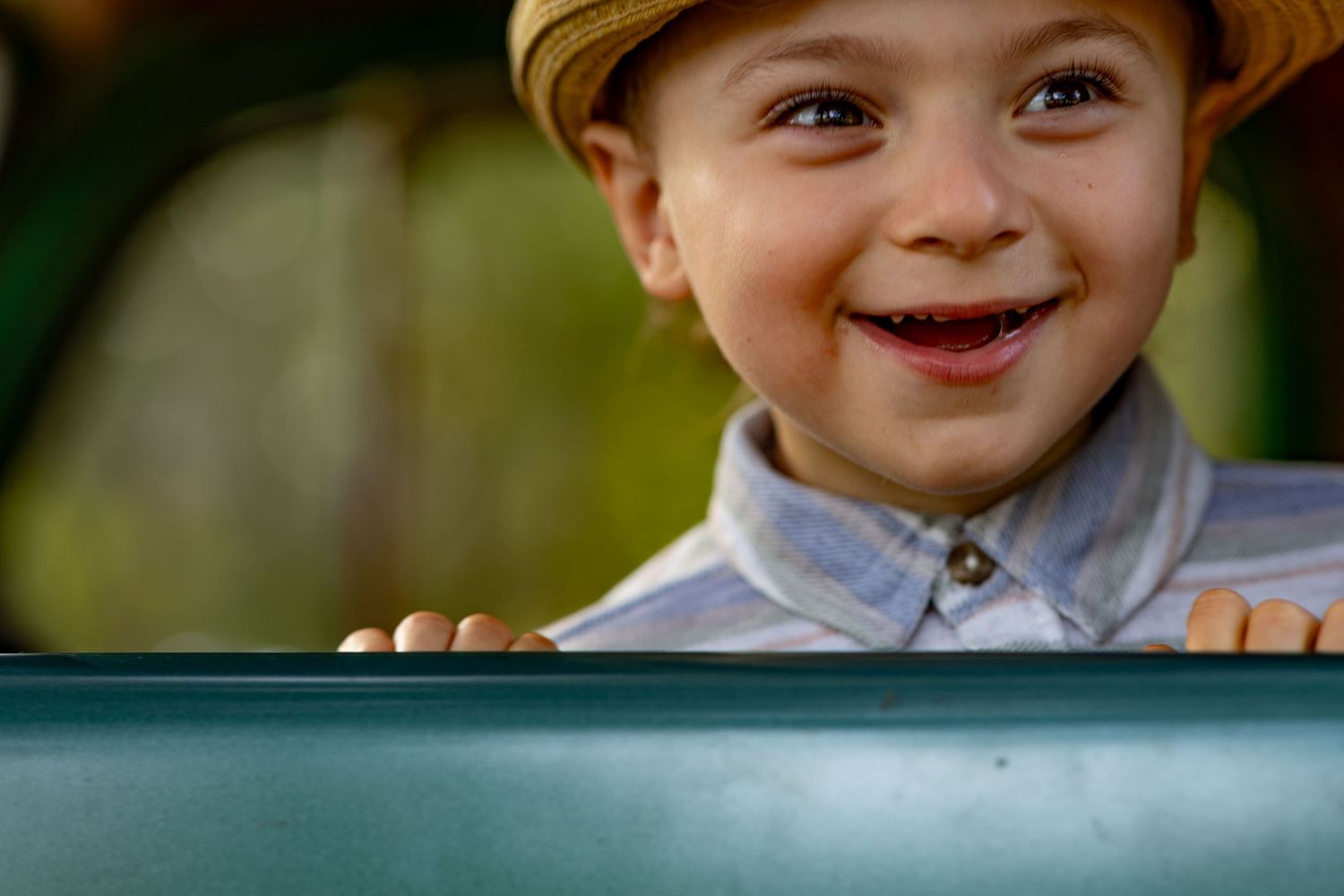 Joyful expressions and smiles captured in a series of candid outdoor portrait shots.