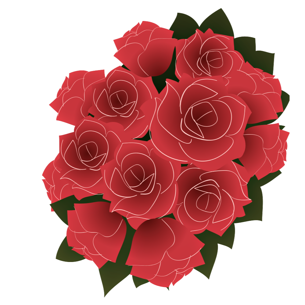 Digital illustration of red roses arranged in a repeating pattern with green leaves.