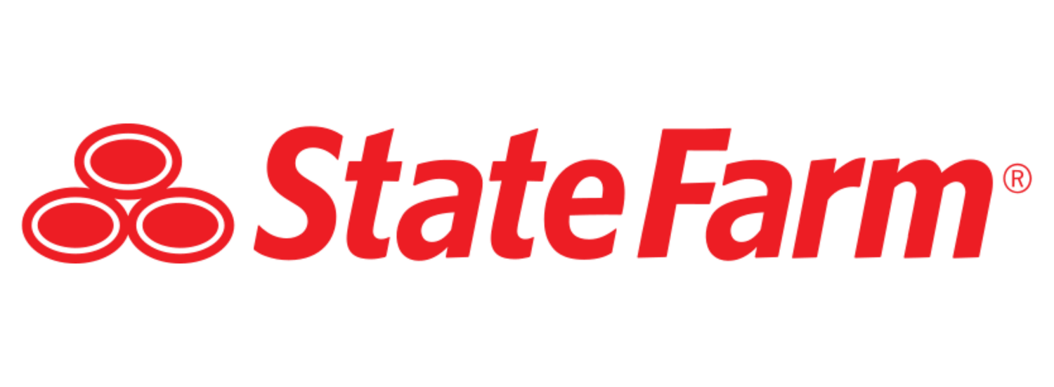 State Farm Insurance company red logo with three oval shapes arranged in a triangular pattern beside red text.