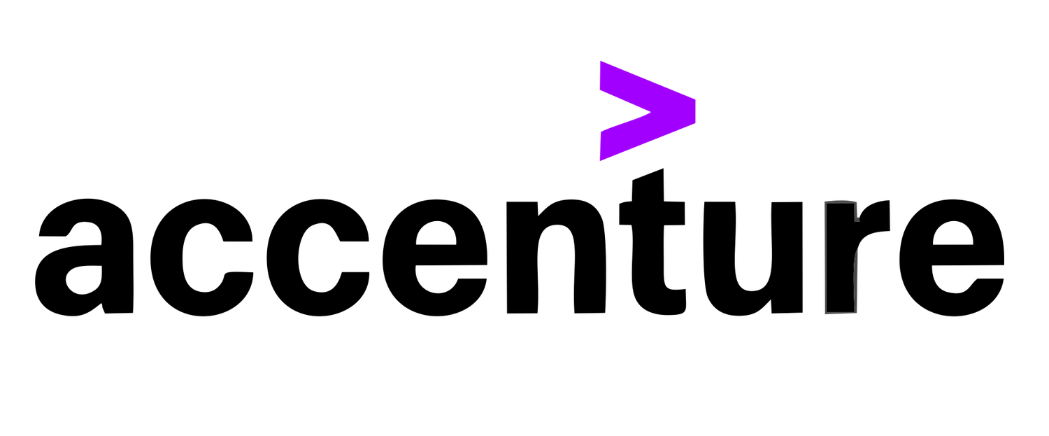 Side by side logos for Accenture and Salesforce with dark text against white background and bold typography.