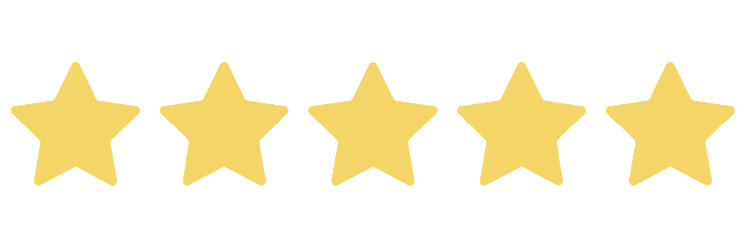 A row of five golden yellow star shapes arranged horizontally against a white background.