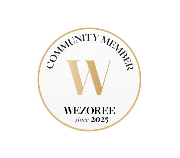 A series of circular gold logo designs with the letter W and text elements arranged horizontally.