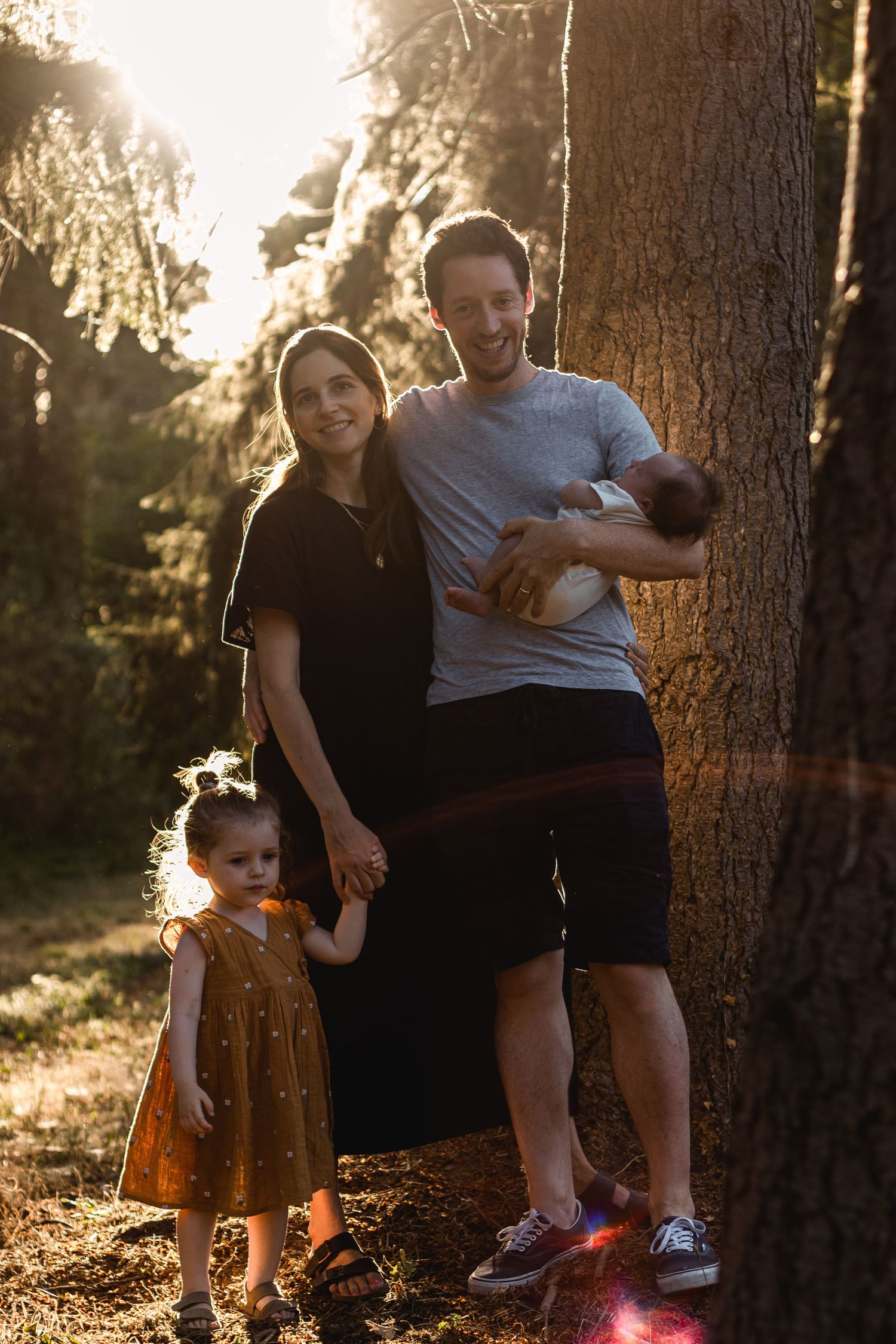 photo de famille nature golden hour forêt