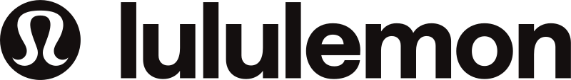 A black Lululemon logo on a white background featuring the company's signature stylized omega symbol.