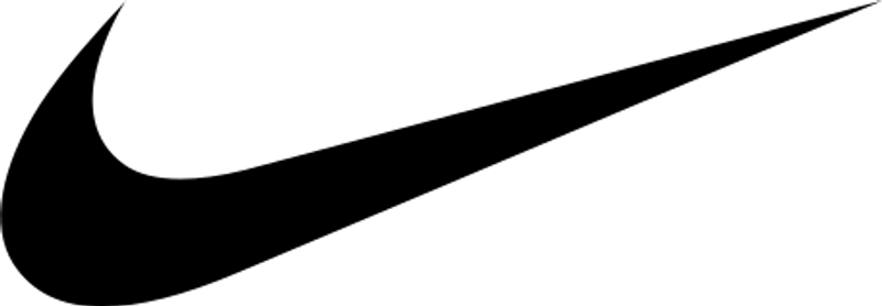The iconic Nike swoosh logo appears as a large black silhouette against a white background.