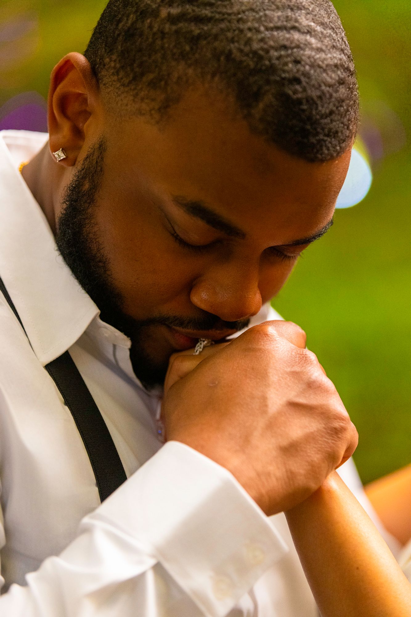 Close-up series showing emotional reactions and expressions during what appears to be a heartfelt moment.