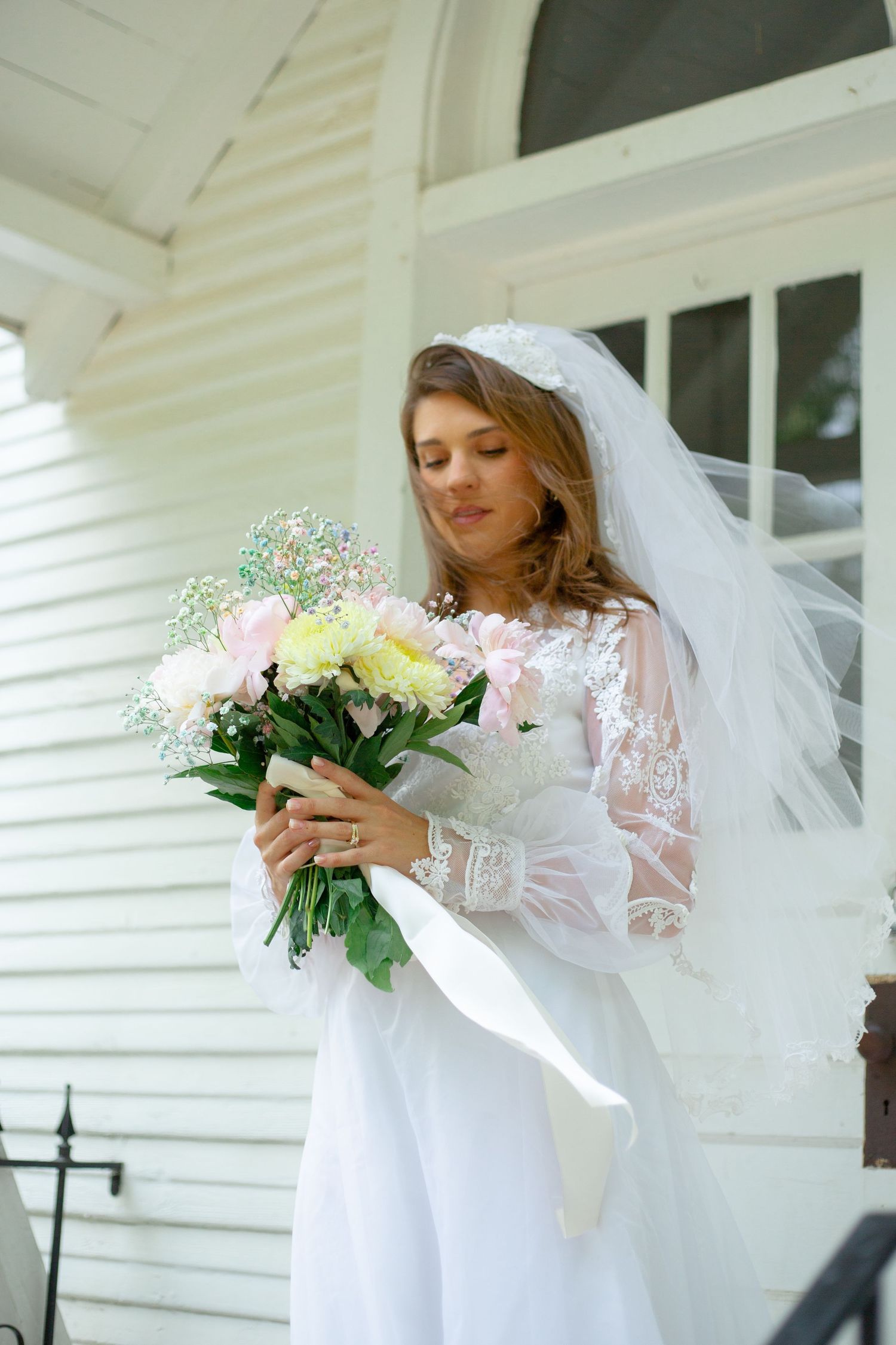 Bridal portrait at a chapel.