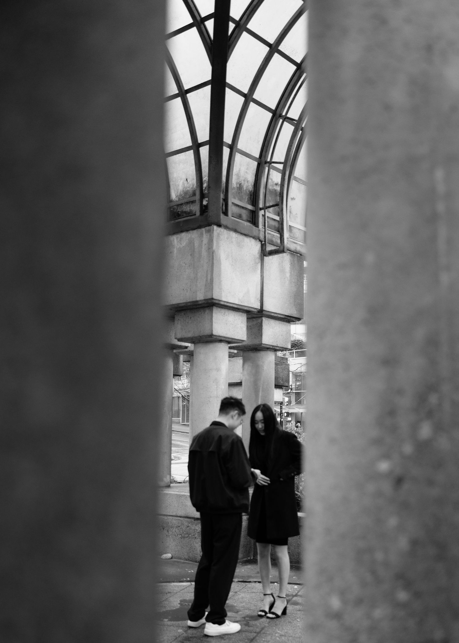 downtown Vancouver rainy couples session, umbrella photography, proposal photography, engagement session, she said yes