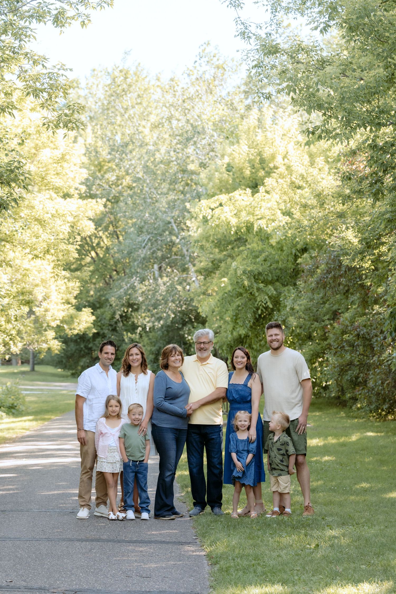 Extended family portrait during an outdoor family session at Powers Lake Park in Woodbury, MN.