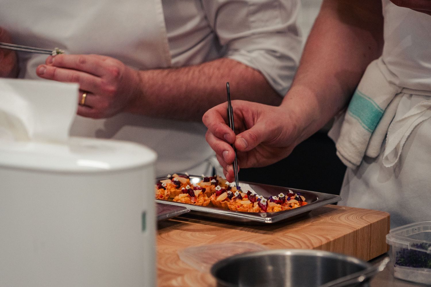 Chefs preparing canapes