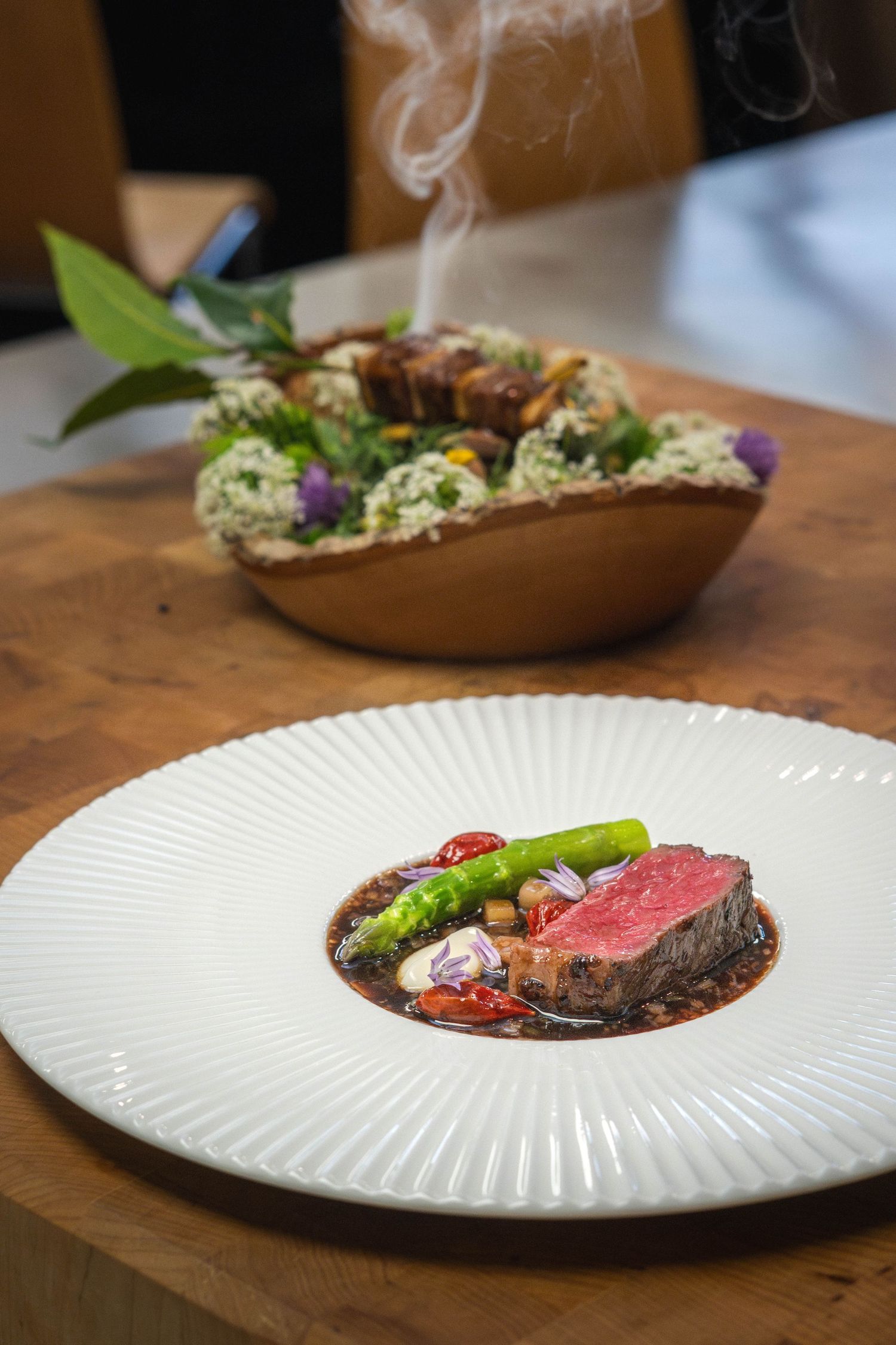 Scotch BBQ Ribeye finished with white soy & anchovy glaze