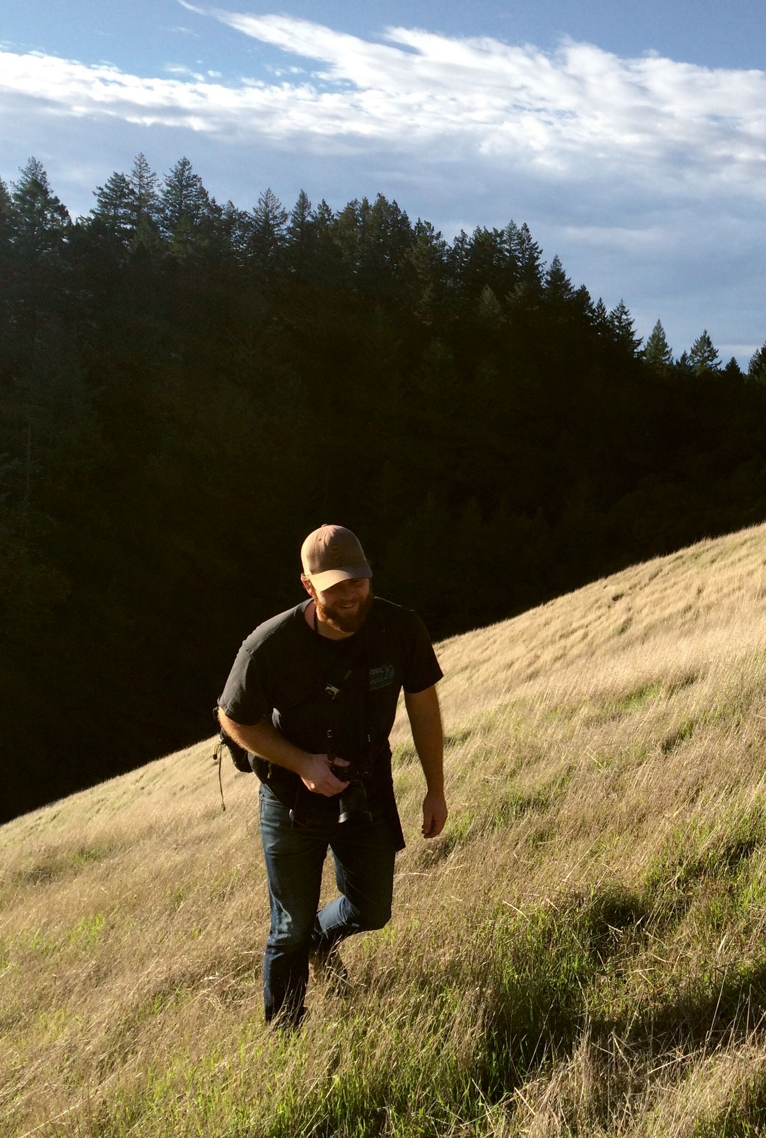 Wedding photographer, Samuel Henderson hiking the hills of Marin County