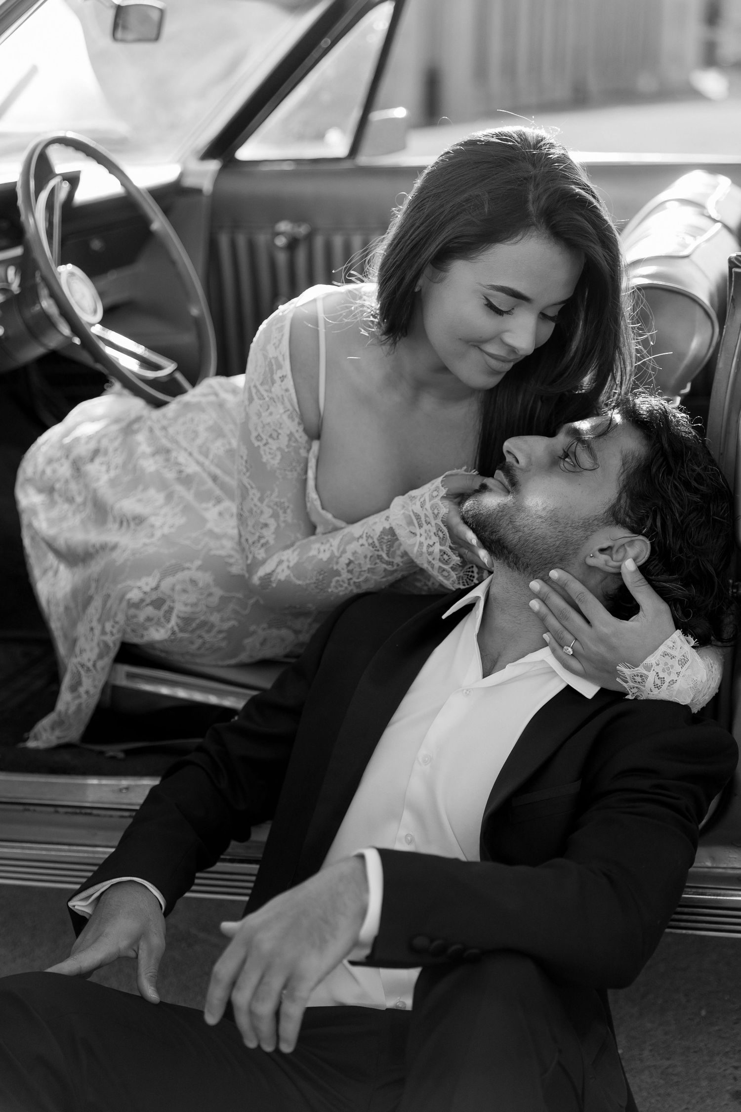 Vintage inspired engagement photography with a classic car by Milk Photography shot in Toronto, Canada