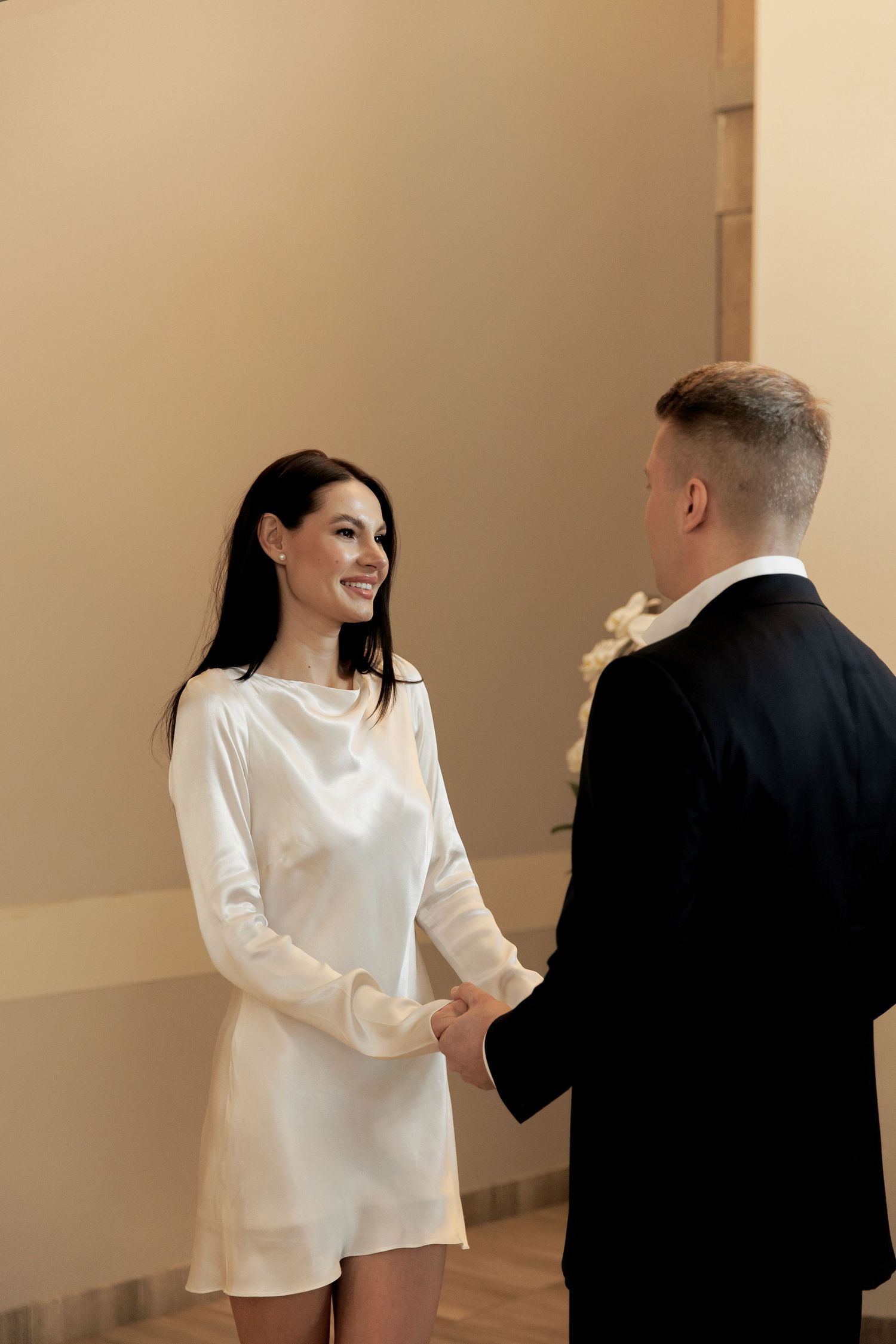 Vintage and editorial style civil wedding photos in Toronto, Ontario at Toronto City Hall. Canadian wedding photographer.