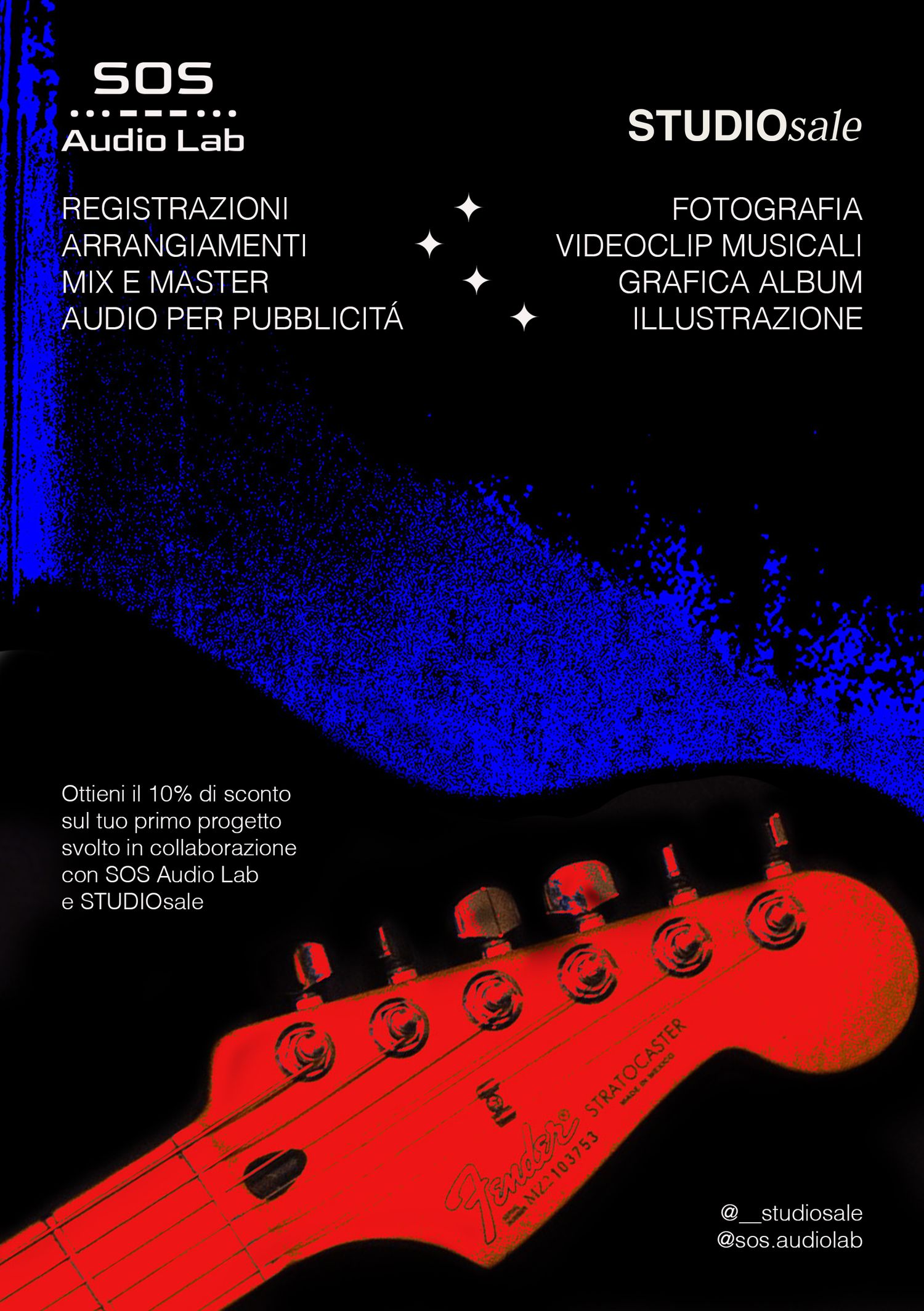 Discount flyer for collaborations between SOS Studio Lab and Studio Sale.