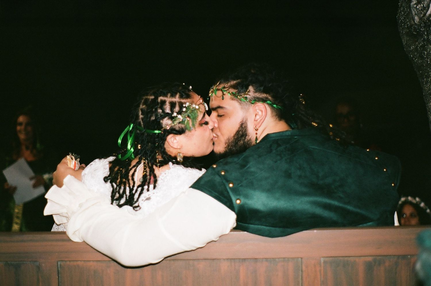 Couple Kissing at Ren Faire Wedding