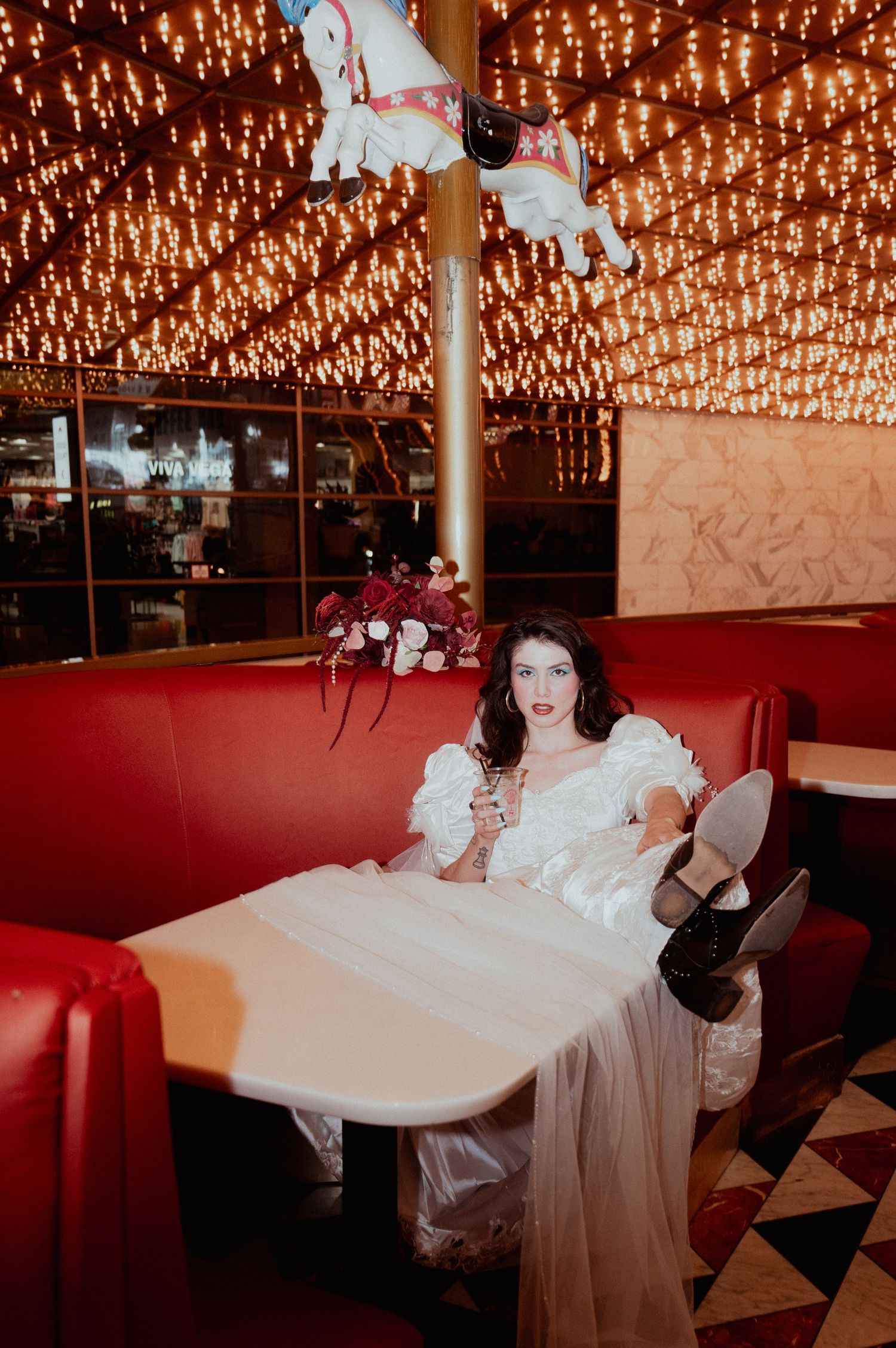 Carousel Bar VIntage Editorial Bridal Portrait