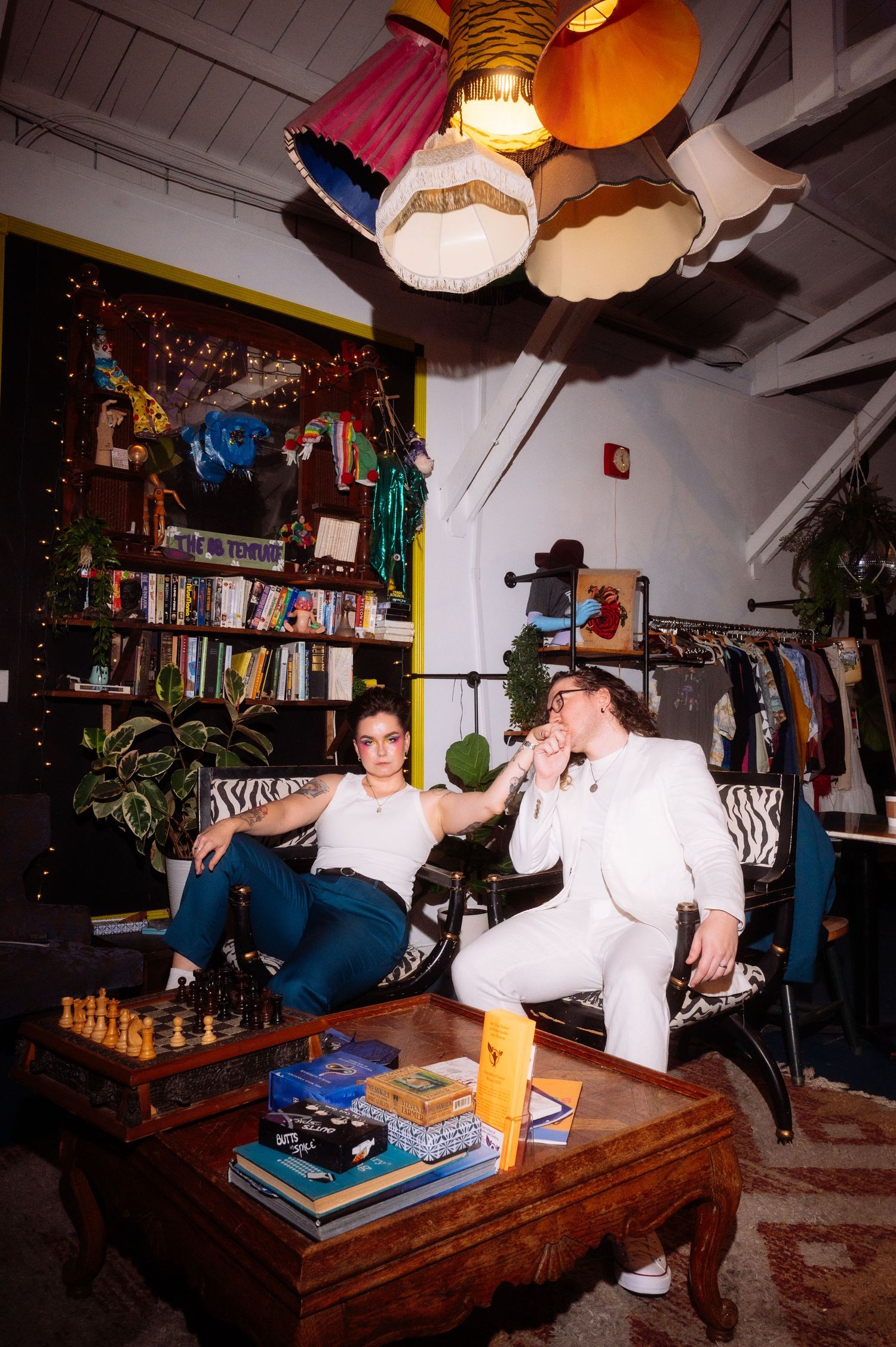 Eclectic and editorial wedding reception photos of newlyweds