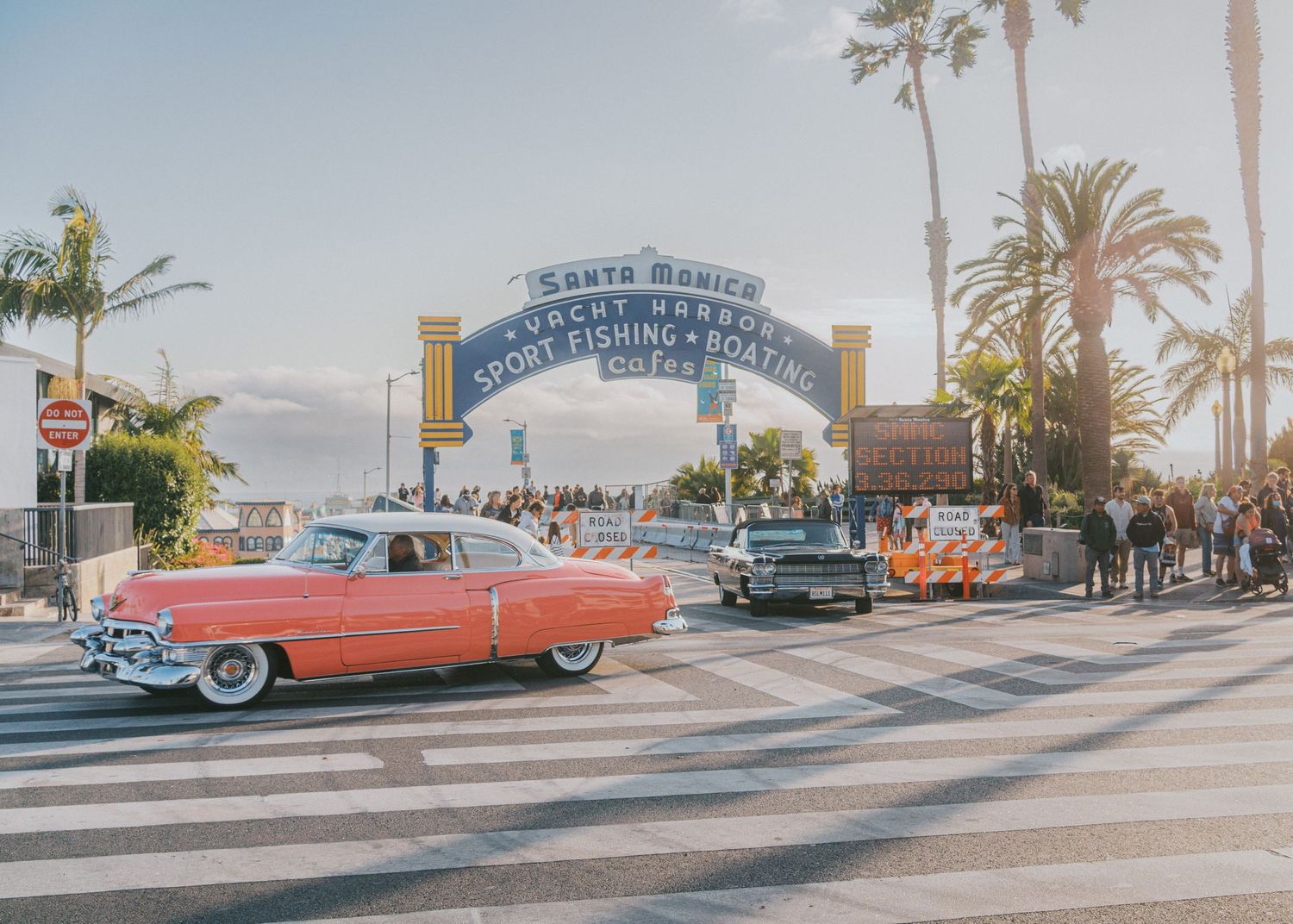 Santa Monica Pier Car Show at sunset with crowd in California. Tourism and brand photography in Virginia by Sean Mullican Photography