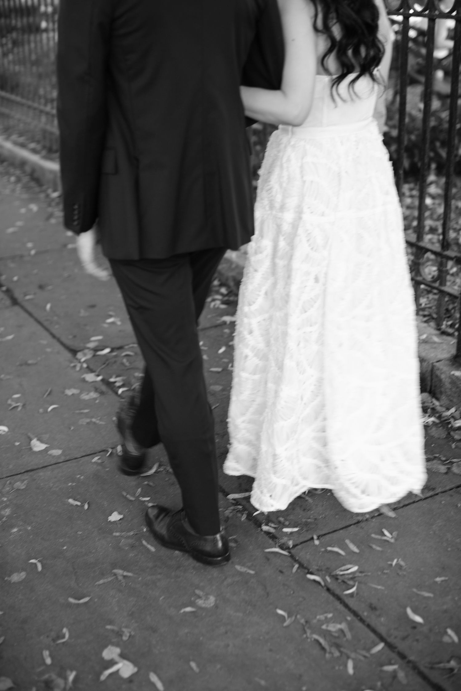 Black and white wedding photography of a couple in New York City.