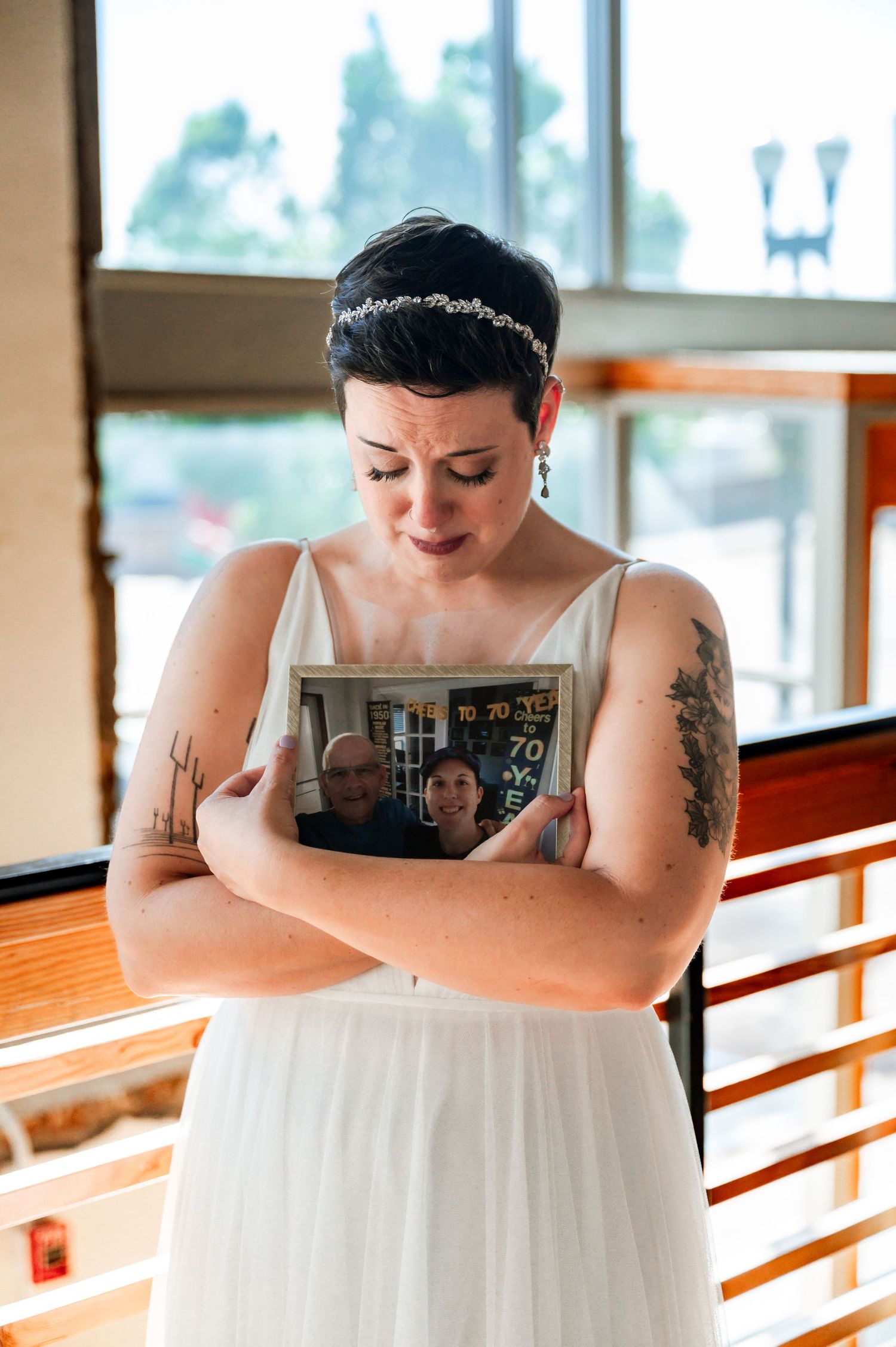 Artistic series of bridal portraits in front of sunlit windows. Knoxville Wedding Photographer