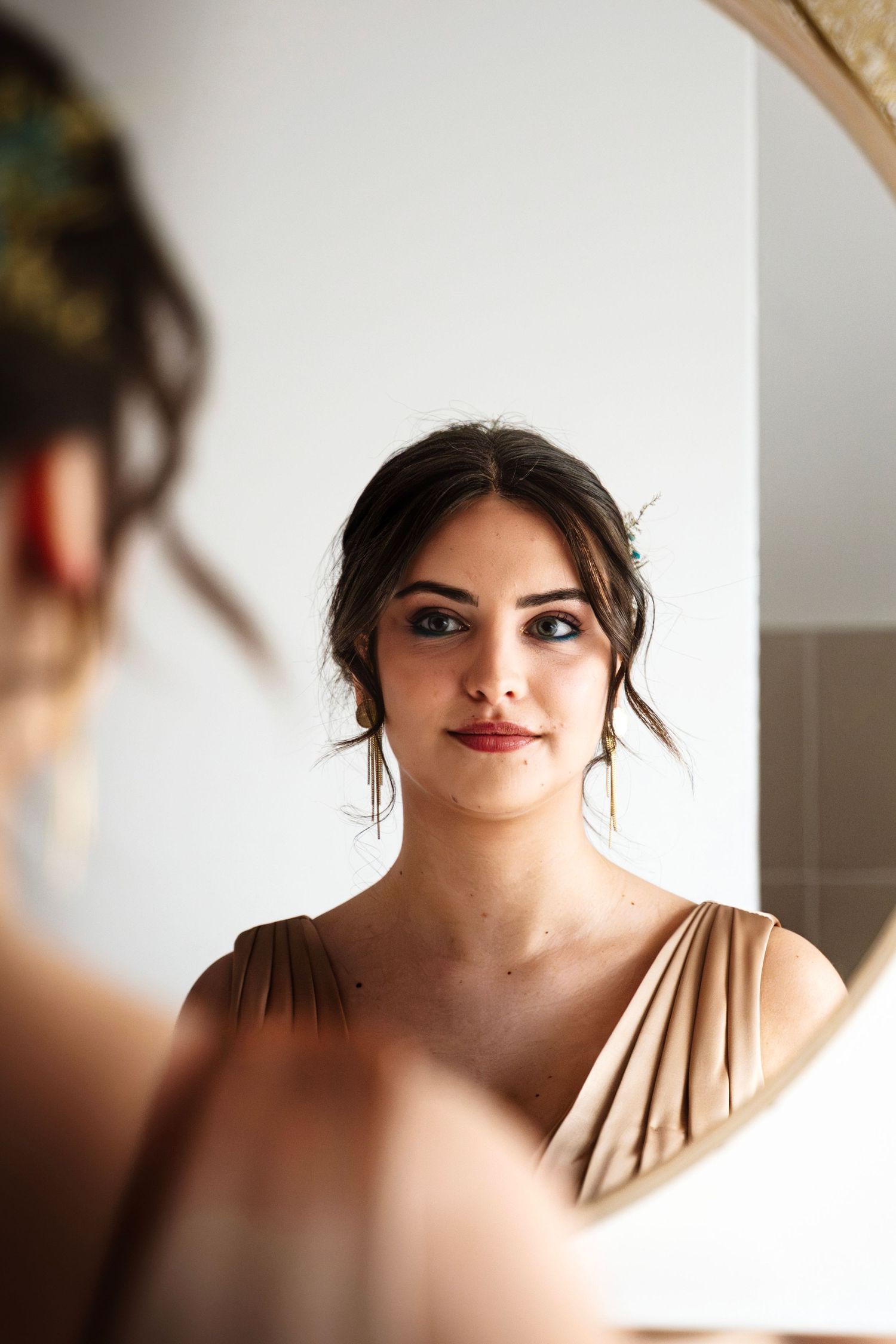 A sequence of close-up shots showing different expressions and angles in warm natural lighting.