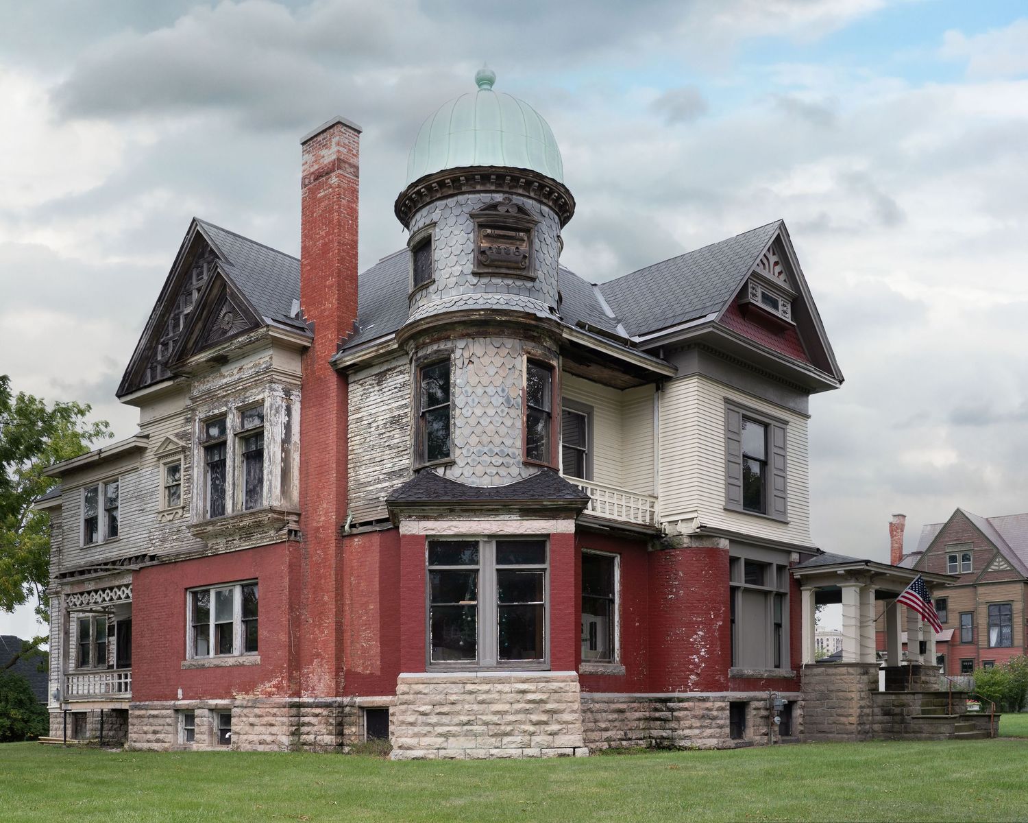 Saginaw's Hill House with copper turret built in 1856 in Saginaw, Michigan.