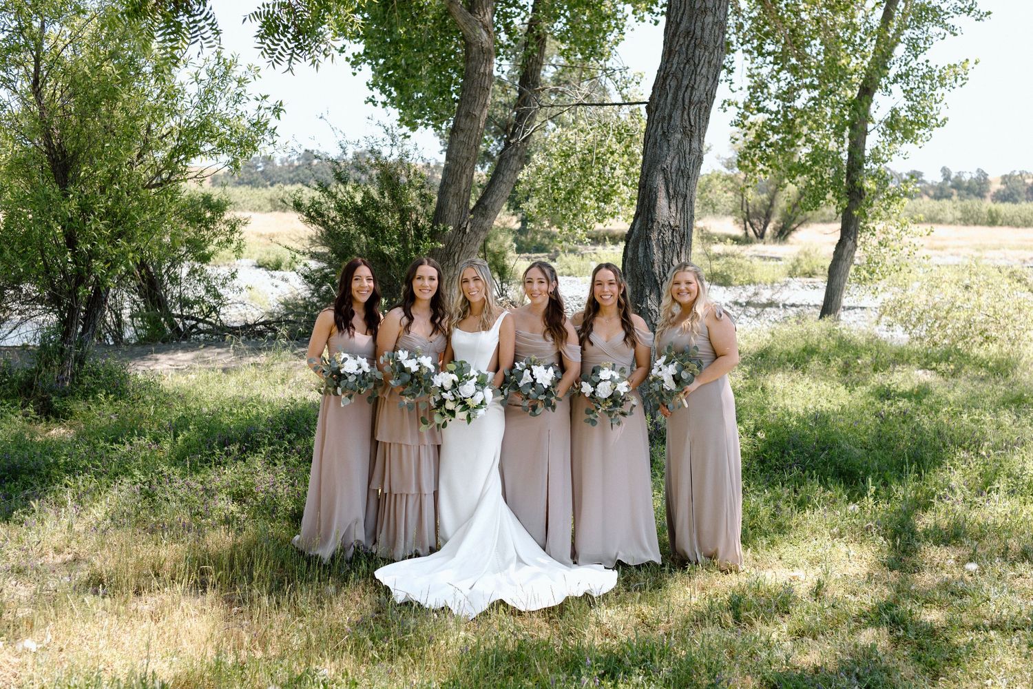 Bridal party on wedding day Cottonwood, California, captured by Makayla Miranda Photo.