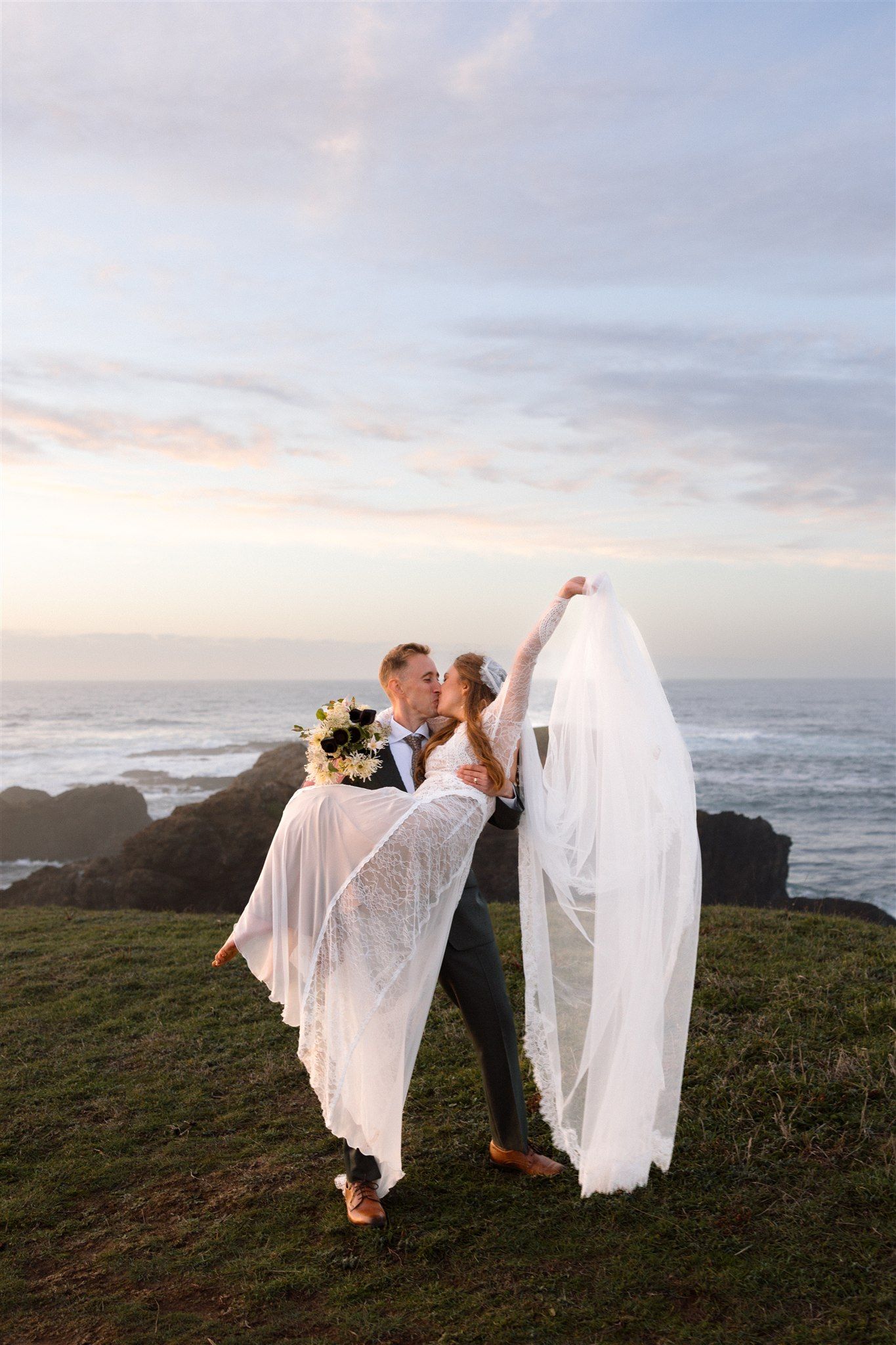 Wedding day golden hour portraits at Spring Ranch in Mendocino, California, captured by Makayla Miranda Photo