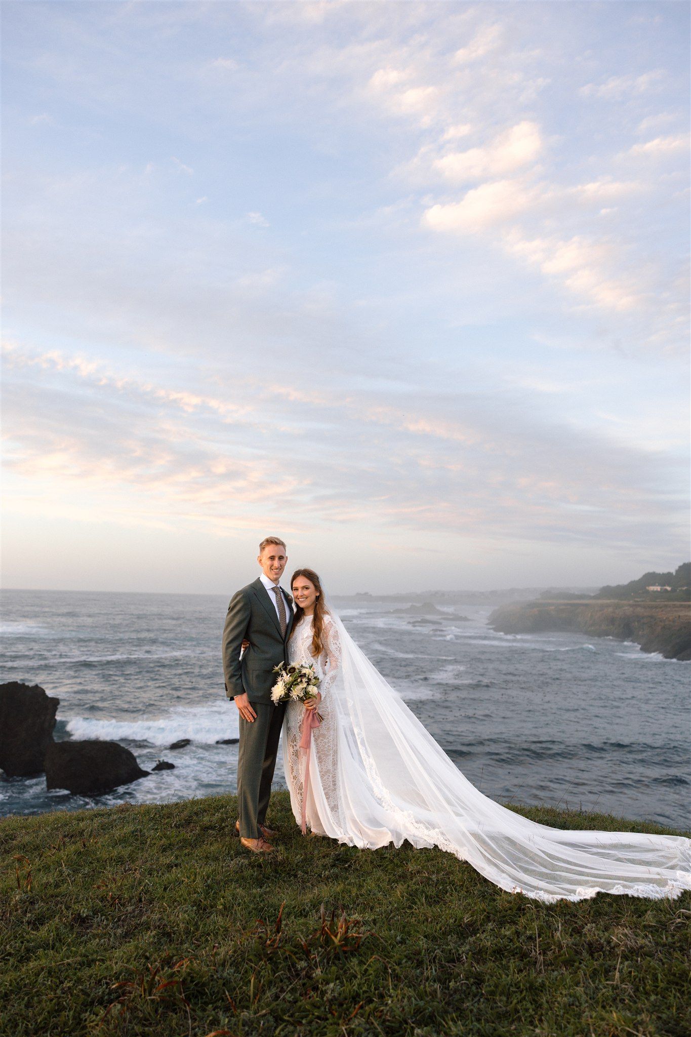 Wedding day golden hour portraits at Spring Ranch in Mendocino, California, captured by Makayla Miranda Photo