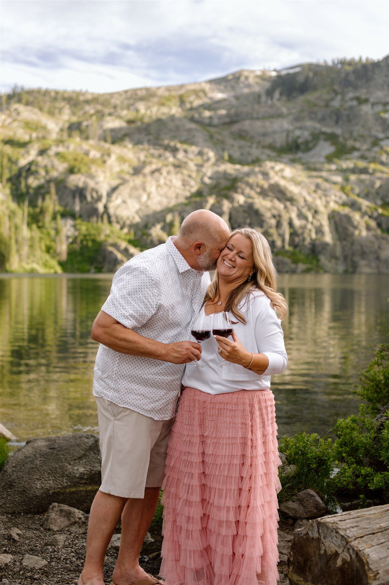 Couple eloping at Castle Lake near Mount Shasta, captured by Makayla Miranda Photo.